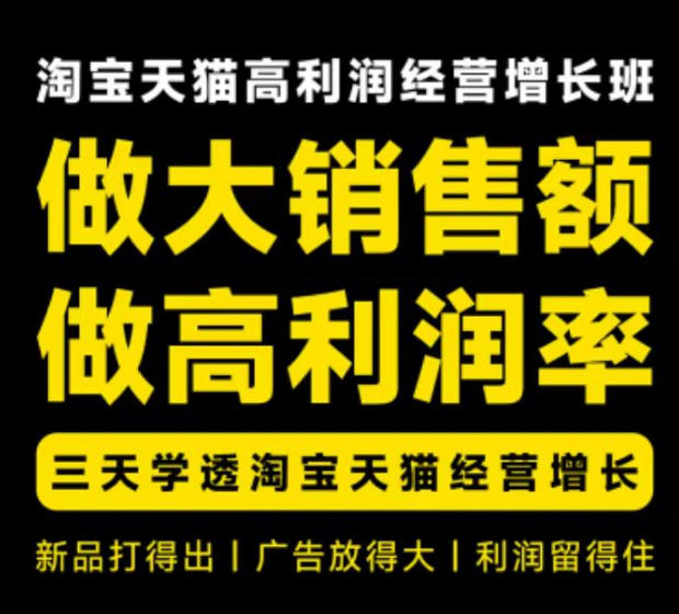 天猫淘宝高利润经营增长班杭州线下课31期8月22-24日，做大销售额做高利润率，三天学透淘宝天猫经营增长-造梦栈