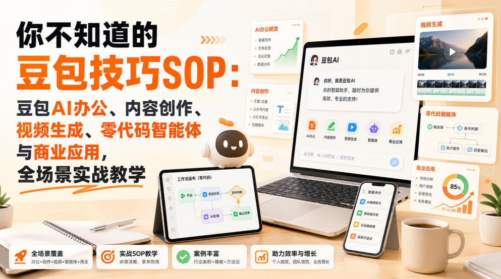 你不知道的豆包技巧SOP：豆包AI办公、内容创作、视频生成、零代码智能体与商业应用，全场景实战教学-造梦栈