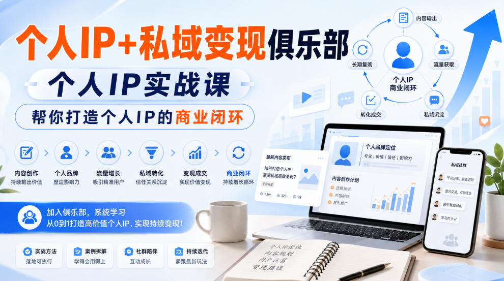 个人IP+私域变现俱乐部，个人IP实战课，帮你打造个人IP的商业闭环-造梦栈