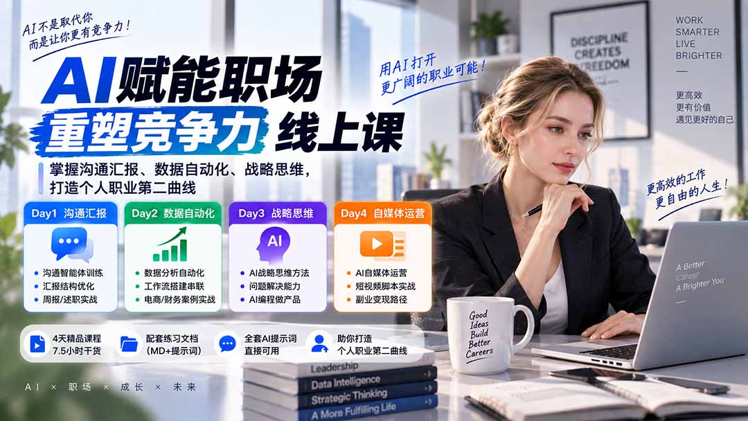 AI职场提效与第二曲线实战课-无水印：学习沟通汇报、数据工作流和战略思维，掌握AI编程做产品及自媒体运营方法-造梦栈