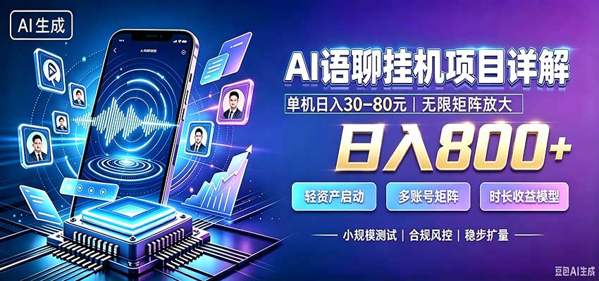 AI语聊挂机，日入800+，适用个人副业，工作室矩阵操作-造梦栈