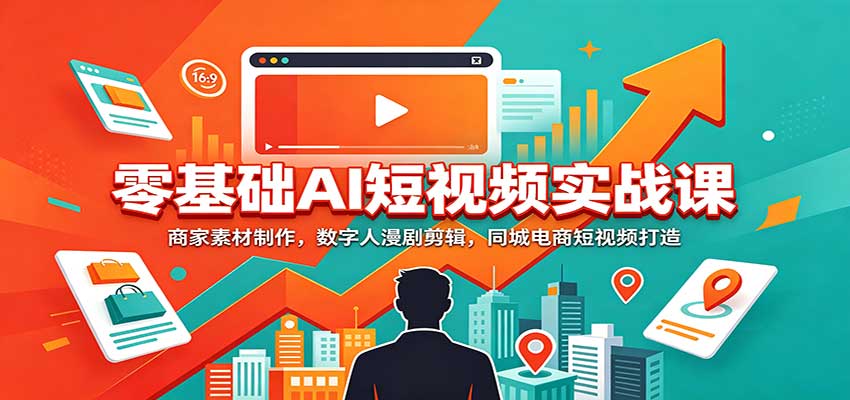 零基础AI短视频实战课：商家素材制作，数字人漫剧剪辑，同城电商短视频打造-造梦栈