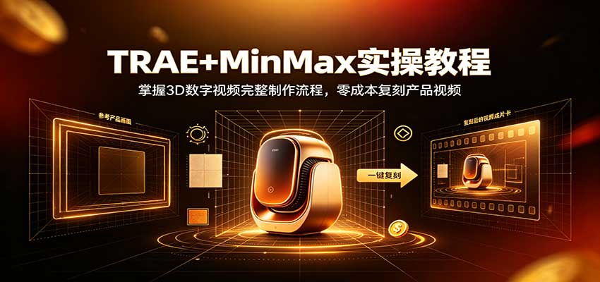 TRAE+MinMax实操教程：3D数字视频完整制作流程，零成本复刻产品视频-造梦栈