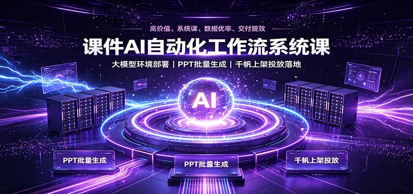 课件AI自动化工作流系统课：大模型环境部署，PPT批量生成，千帆上架投放落地-造梦栈