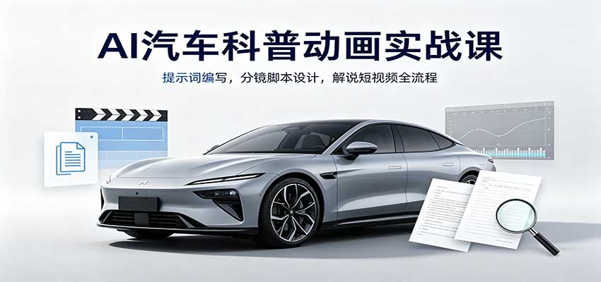 AI汽车科普动画实战课：提示词编写，分镜脚本设计，解说短视频全流程-造梦栈