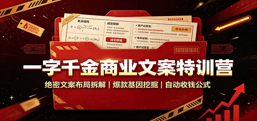 一字千金商业文案特训营：绝密文案布局拆解，爆款基因挖掘，自动收钱公式-造梦栈