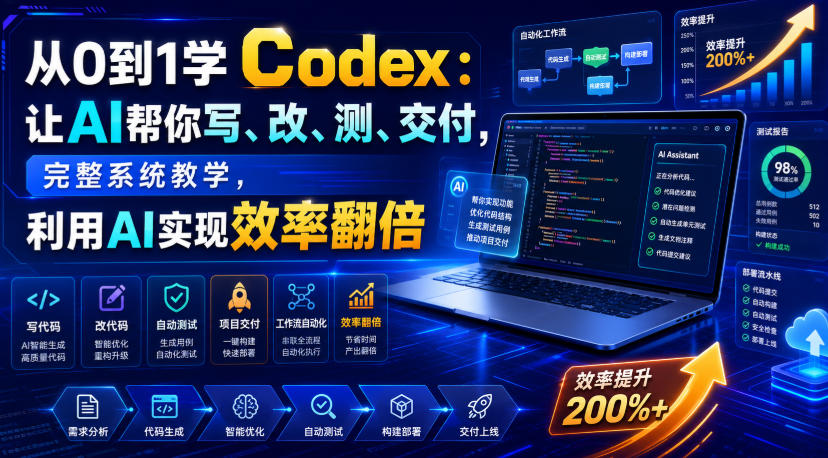 从0到1学Codex：让AI帮你写、改、测、交付，完整系统教学，利用AI实现效率翻倍(更新0918)-造梦栈