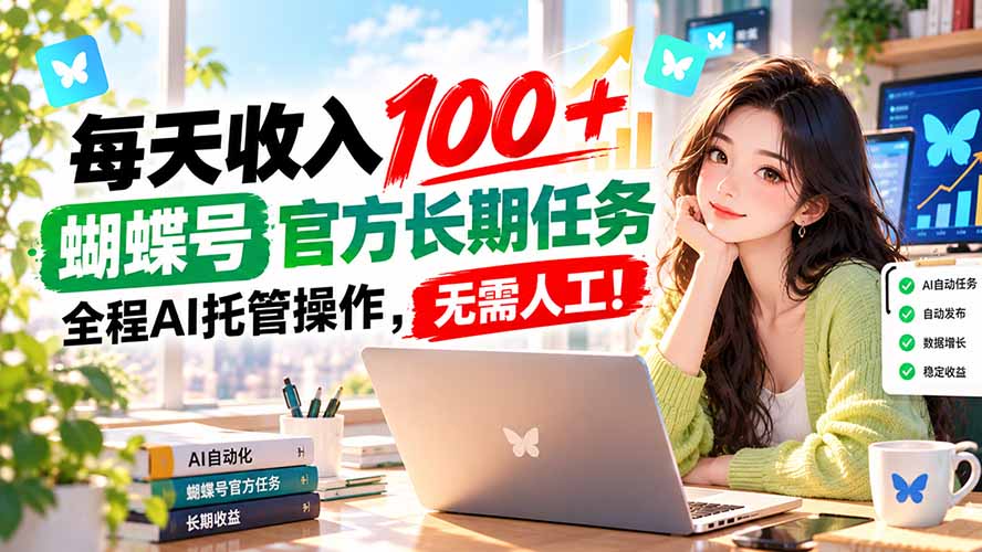 每天收入100＋， 蝴蝶号官方长期任务， 全程ai托管操作，无需人工！-造梦栈