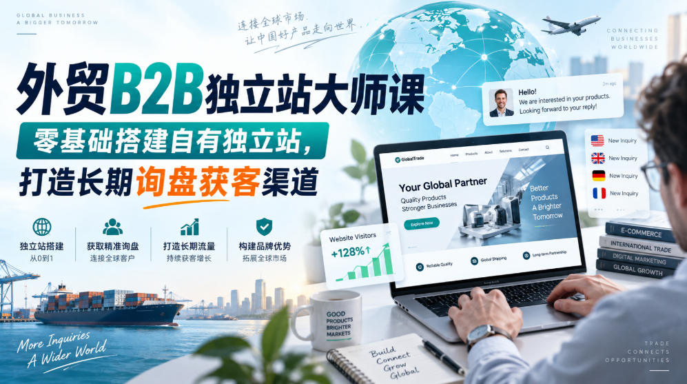 外贸B2B独立站大师课，零基础搭建自有独立站，打造长期询盘获客渠道-造梦栈