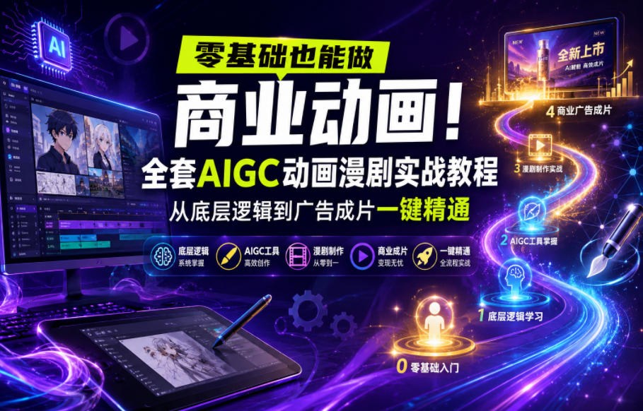 零基础也能做商业动画！全套AIGC动画漫剧实战教程，从底层逻辑到广告成片一键精通(更新0905)-造梦栈