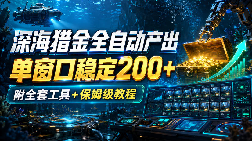 深海猎金全自动产出，单窗口稳定200+，附全套工具+保姆级教程【揭秘】-造梦栈