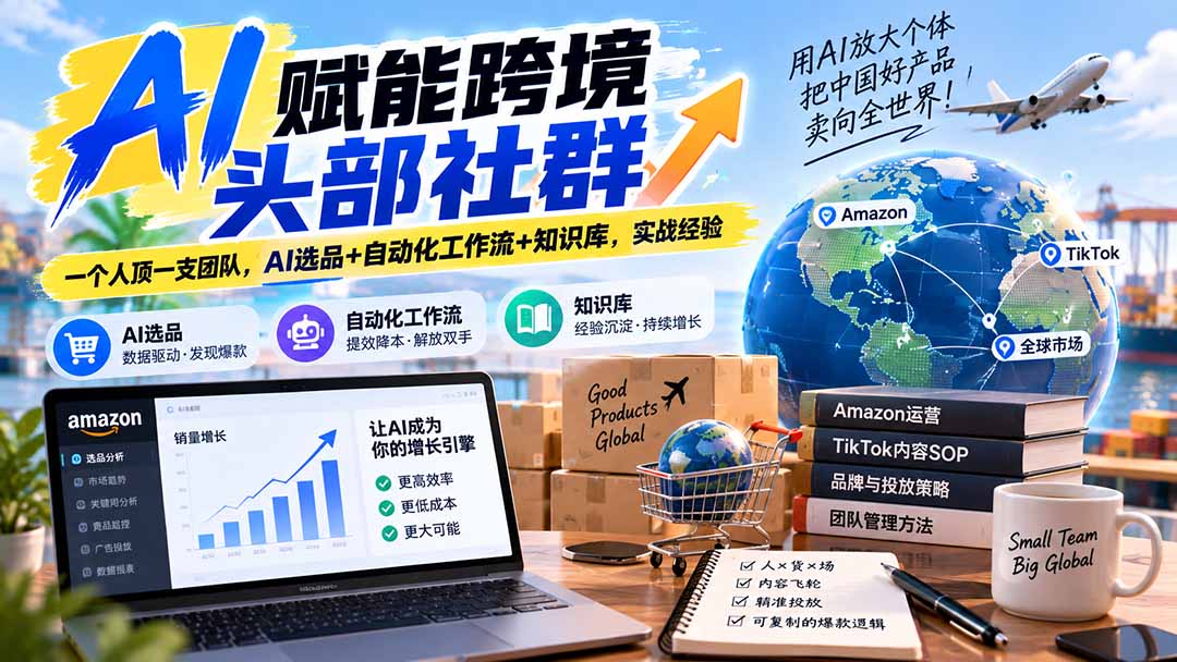 AI赋能跨境头部社群-更新9月：一个人顶一支团队，AI选品+自动化工作流+知识库，实战经验-造梦栈