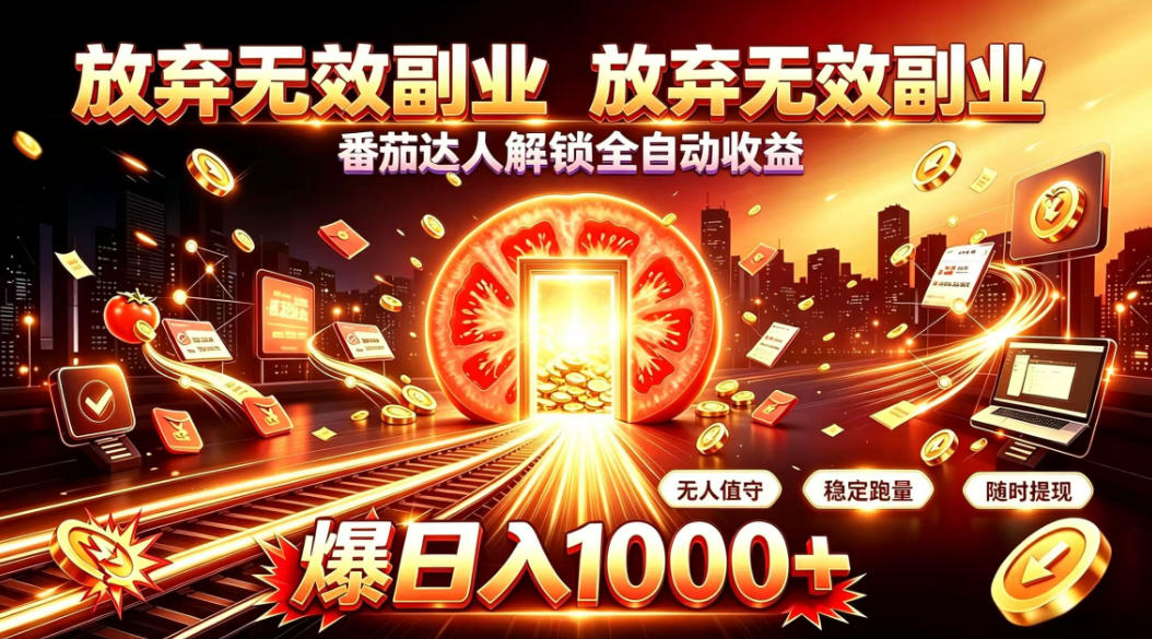 放弃无效副业，番茄达人解锁全自动收益，日入1k+，门槛最低的线上轻资产项目【揭秘】-造梦栈