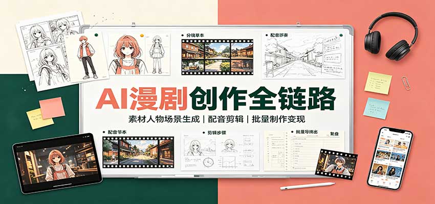 AI漫剧创作全链路：素材人物场景生成，配音剪辑，批量制作变现-造梦栈