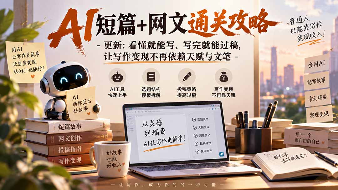 AI短篇+网文通关攻略-更新0921：看懂就能写、写完就能过稿，让写作变现不再依赖天赋与文笔-造梦栈