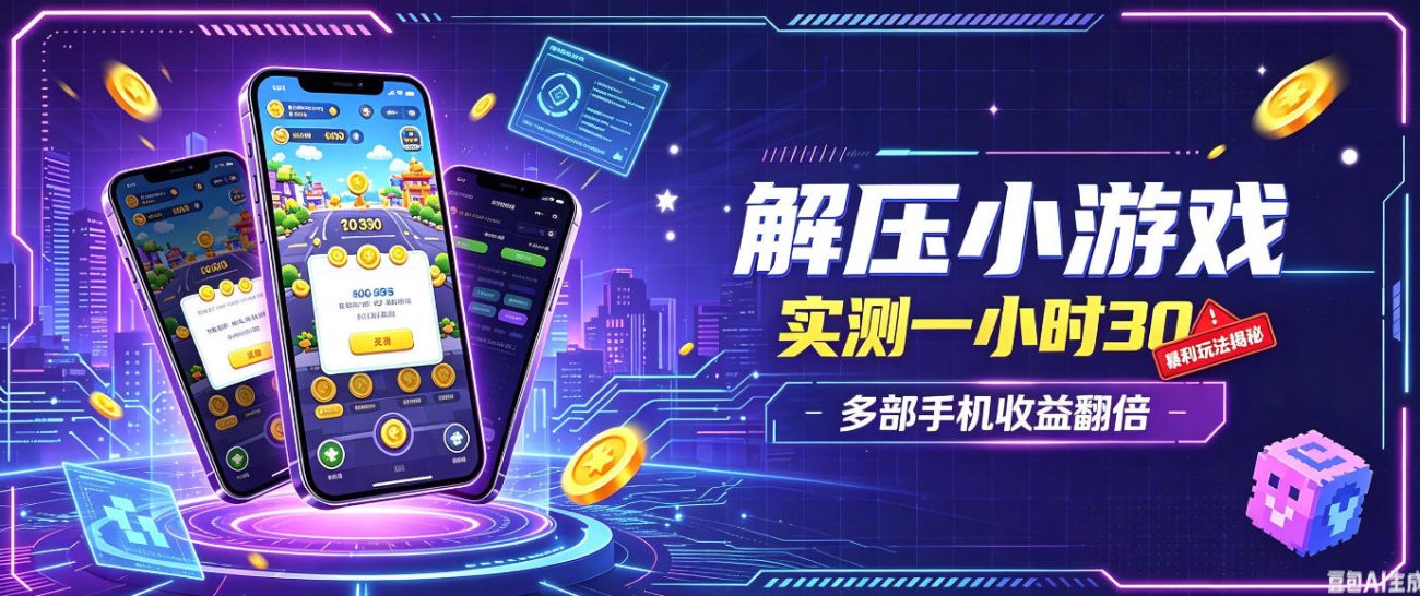 小游戏全流程玩法，实测一小时搞30，简单无脑解压，当天做当天就能看到进账，直接冲就行【揭秘】-造梦栈