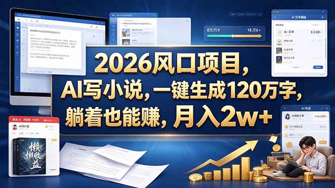 2026 风口项目，AI 写小说，一键生成 120 万字，躺着也能赚，月入 2w +-造梦栈