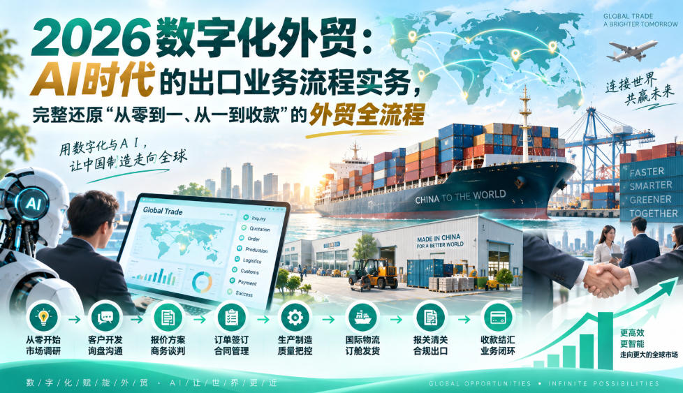 2026数字化外贸：AI时代的出口业务流程实务，完整还原”从零到一、从一到收款”的外贸全流程-造梦栈