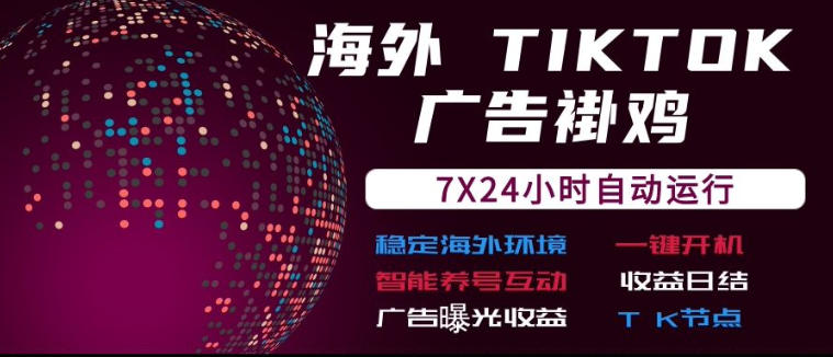 海外TikTok挂G流量变现，7X24自动运行，广告曝光收益，收益日结【揭秘】-造梦栈
