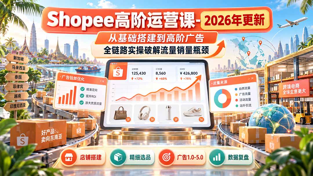 Shopee高阶运营课-更新9月，从基础搭建到高阶广告，全链路实操破解流量销量瓶颈-造梦栈