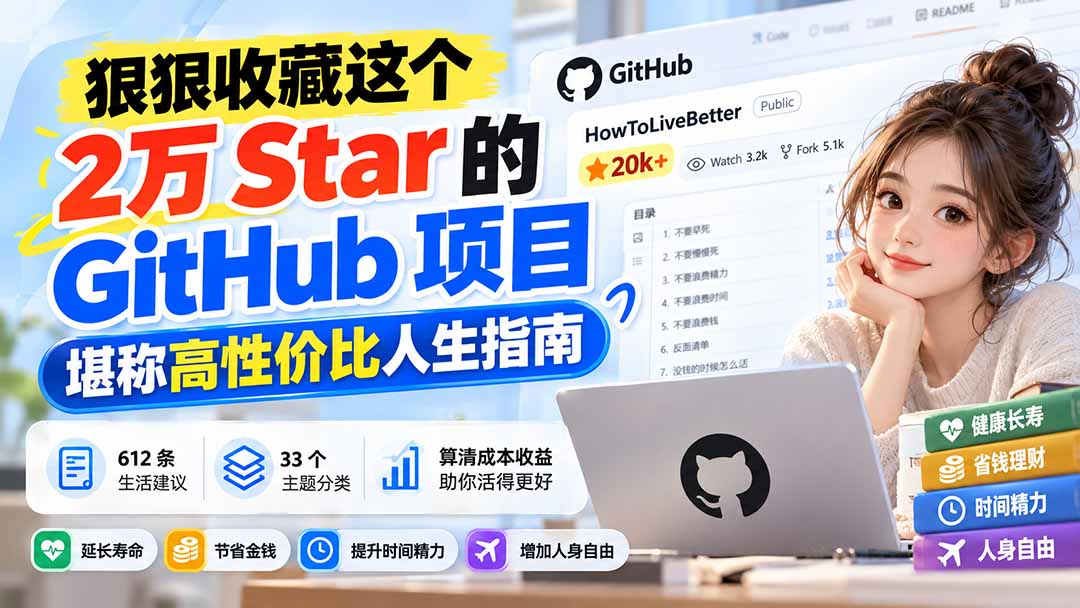 狠狠收藏这个 2 万 Star 的 GitHub 项目，堪称高性价比人生指南。-造梦栈