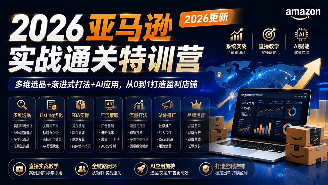 2026亚马逊实战通关特训营-更新1017，多维选品+渐进式打法+AI应用，从0到1打造盈利店铺-造梦栈
