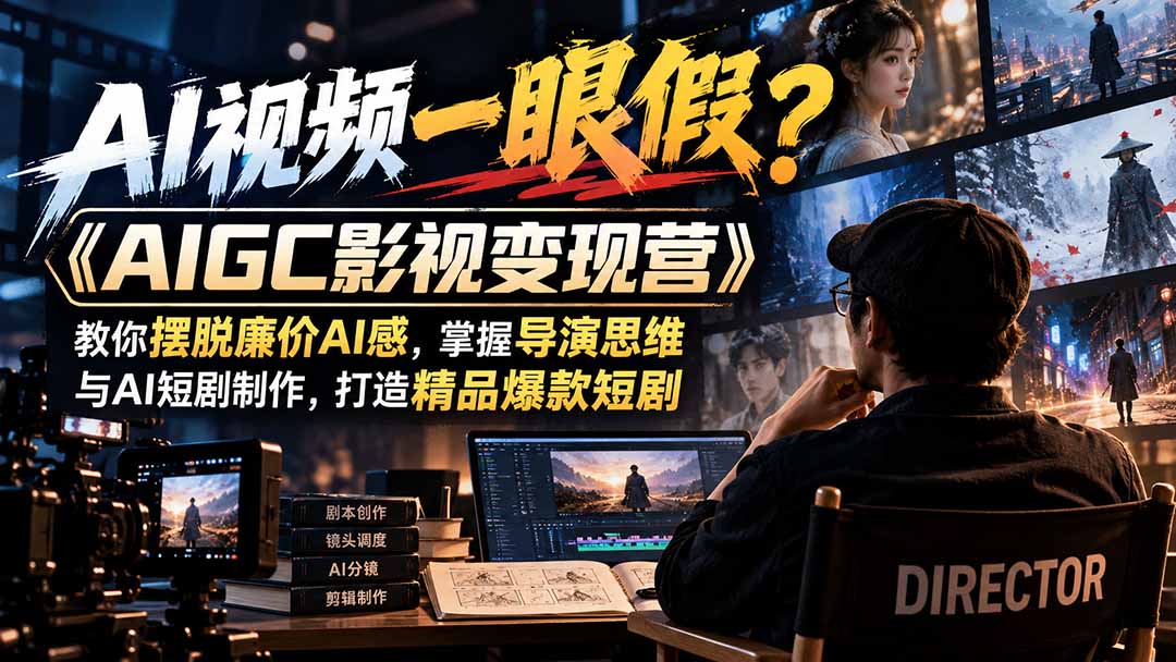 【无水印】AI视频一眼假？《AIGC影视变现营》教你摆脱廉价AI感，掌握导演思维与AI短剧制作，打造精品爆款短剧-造梦栈