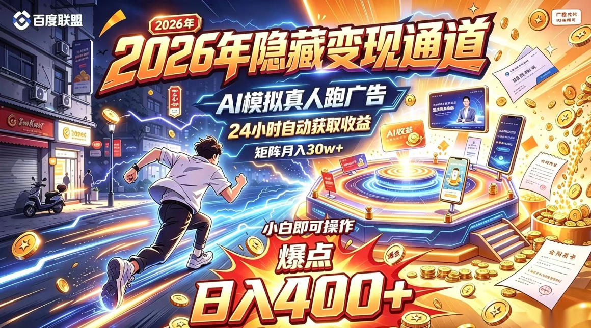 2026年别死磕自媒体，隐藏变现通道，AI模拟真人自动跑广告，小白即可操作，日入400+，矩阵月入可达到30w+【揭秘】-造梦栈