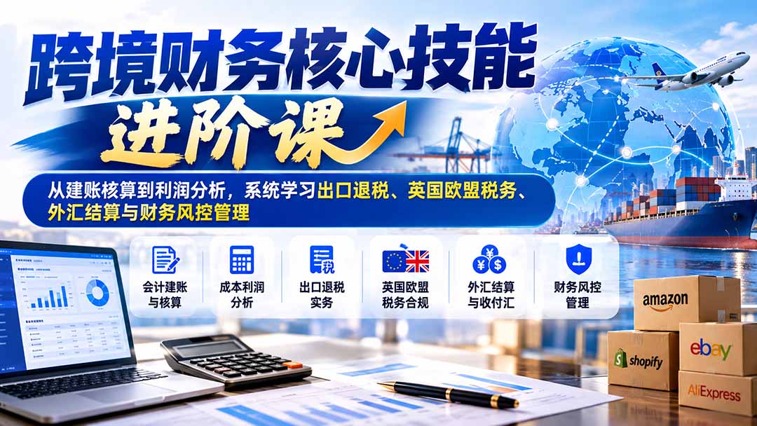 跨境财务核心技能进阶课：从建账核算到利润分析，系统学习出口退税、英国欧盟税务、外汇结算与财务风控管理-造梦栈