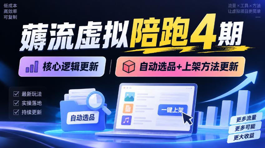 薅流虚拟陪跑4期丨核心逻辑更新丨自动选品+上架方法更新-造梦栈