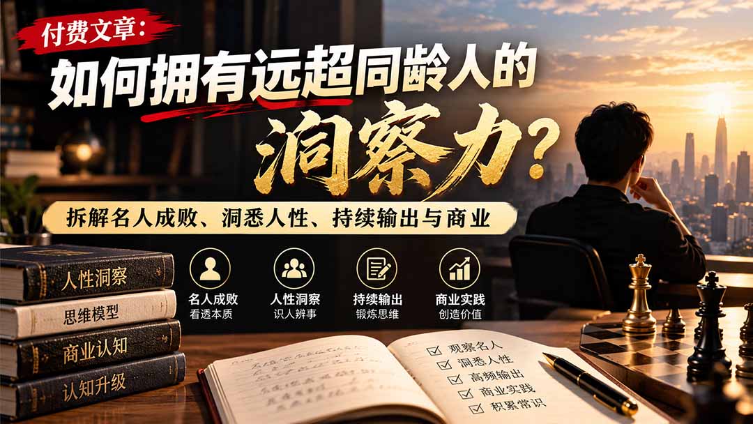 付费文章：如何拥有远超同龄人的洞察力？拆解名人成败、洞悉人性、持续输出与商业实践-造梦栈
