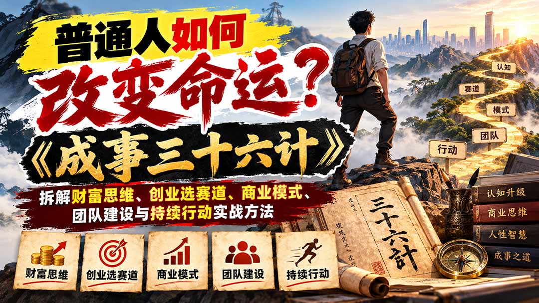 普通人如何改变命运？《成事三十六计》拆解财富思维、创业选赛道、商业模式、团队建设与持续行动实战方法-造梦栈