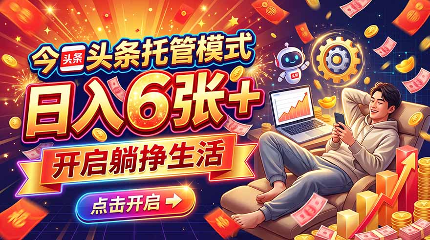 今日头条AI托管模式，每天5分钟，最高月入5000+，操作超简单，零门槛-造梦栈