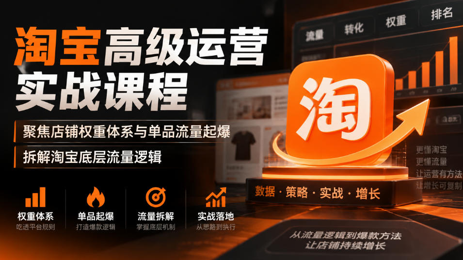 淘宝高级运营实战课程，聚焦店铺权重体系与单品流量起爆，拆解淘宝底层流量逻辑-造梦栈