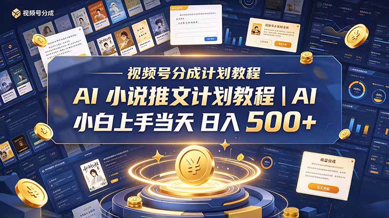 最新视频号分成计划教程｜AI 小说推文，小白上手当天日入 500+-造梦栈