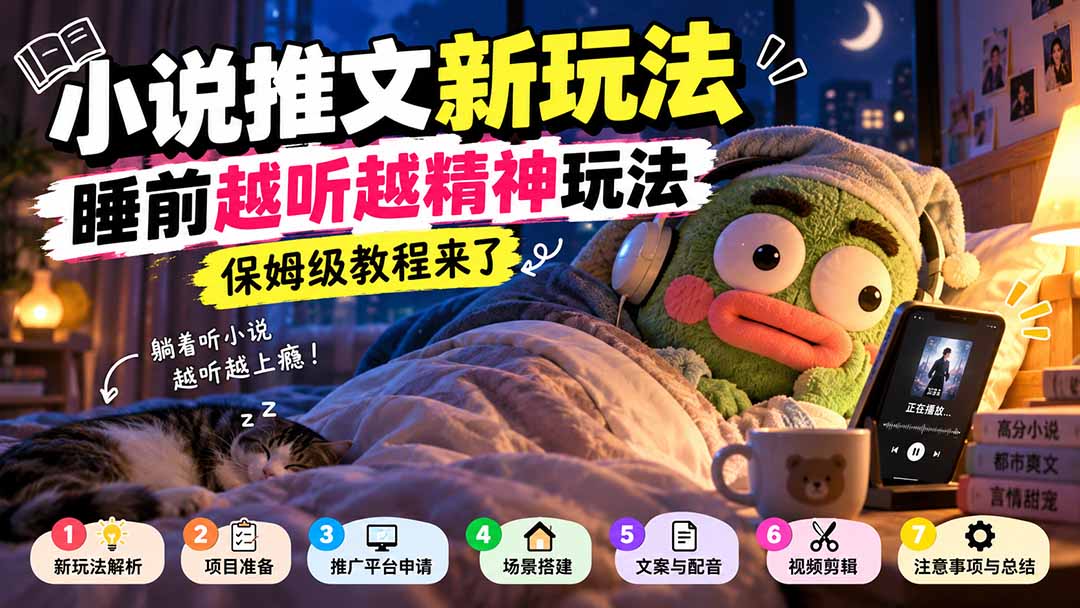 小说推文新玩法，睡前越听越精神玩法，保姆级教程来了-造梦栈