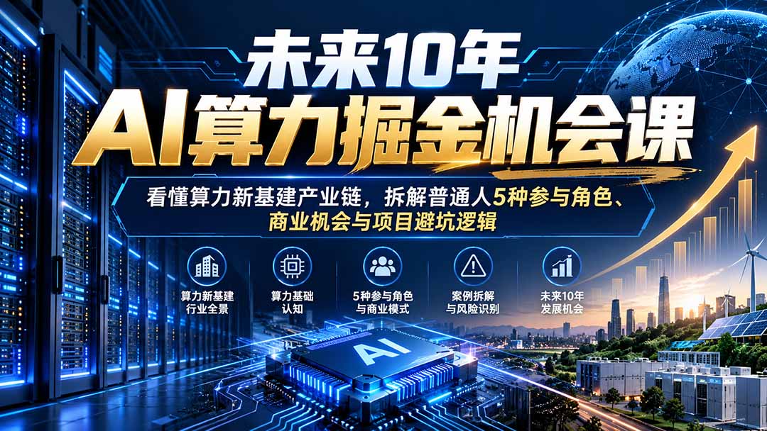未来10年AI算力掘金机会课：看懂算力新基建产业链，拆解普通人5种参与角色、商业机会与项目避坑逻辑-造梦栈