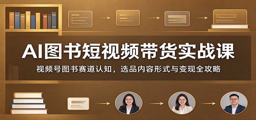 AI图书短视频带货实战课：视频号图书赛道认知，选品内容形式与变现全攻略-造梦栈