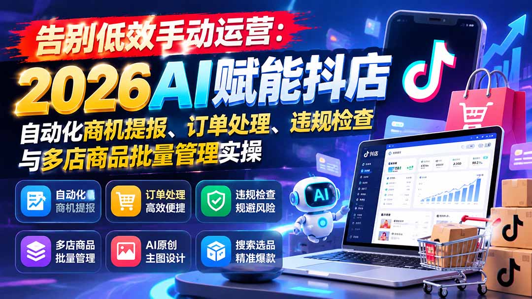 告别低效手动运营：2026AI赋能抖店自动化商机提报、订单处理、违规检查与多店商品批量管理实操-造梦栈
