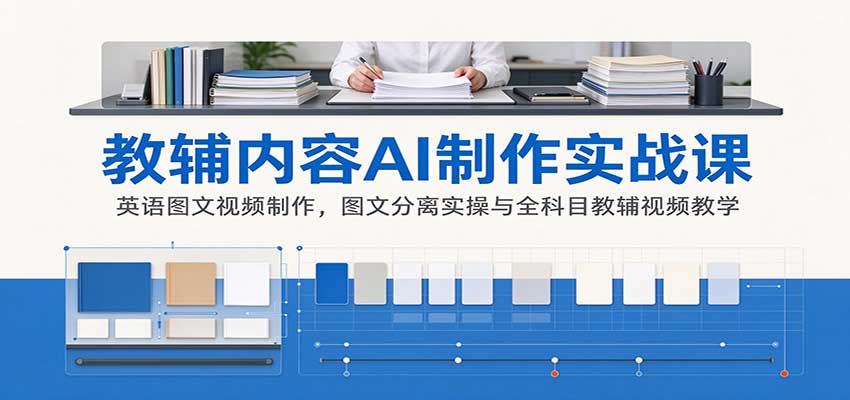 AI制作教辅内容实战课：英语图文视频制作，图文分离实操与全科目教辅视频教学-造梦栈