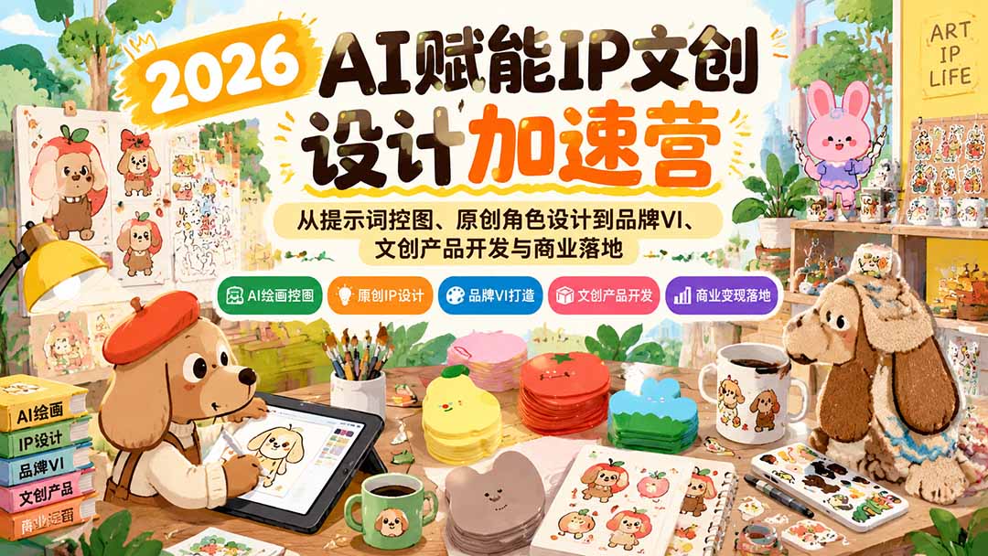 2026AI赋能IP文创设计加速营：从提示词控图、原创角色设计到品牌VI、文创产品开发与商业落地-造梦栈