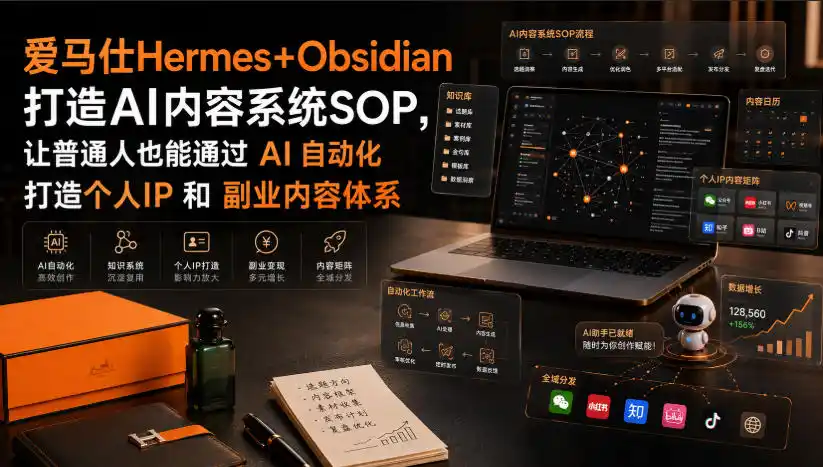 爱马仕Hermes+Obsidian打造AI内容系统SOP，让普通人也能通过 AI 自动化打造个人IP 和 副业内容体系-造梦栈