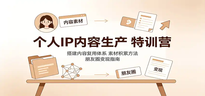 个人IP内容生产特训营：搭建内容复用体系，素材积累方法，朋友圈变现指南-造梦栈