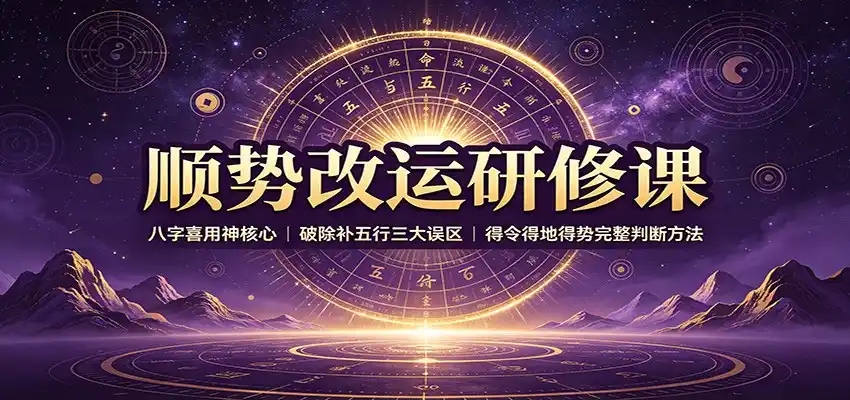 顺势改运研修课：八字喜用神核心，破除补五行三大误区，得令得地得势完整判断方法-造梦栈