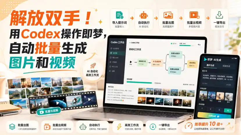 解放双手！用Codex操作即梦，自动批量生成图片和视频-造梦栈
