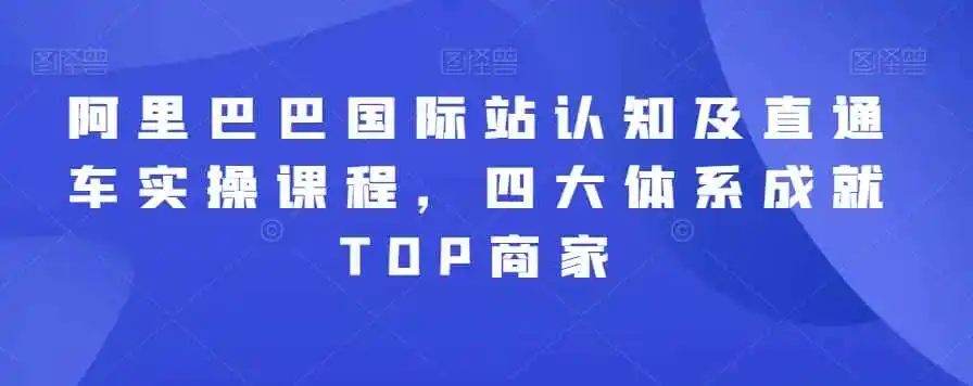 阿里巴巴国际站认知及直通车实操课程，四大体系成就TOP商家-造梦栈