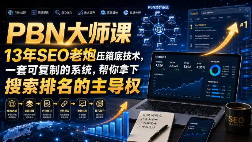 PBN大师课13年SEO老炮压箱底技术，一套可复制的系统，帮你拿下搜索排名的主导权【原创双语字幕】-造梦栈