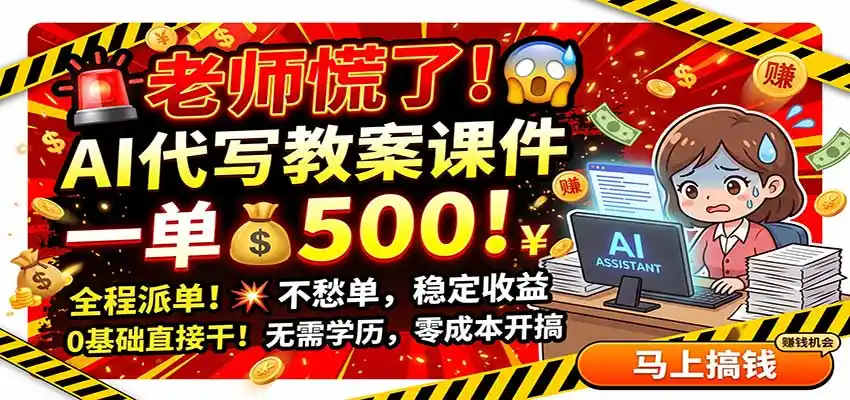 老师慌了！AI代写教案课件，一500，全程派单不愁单，0基础直接干-造梦栈