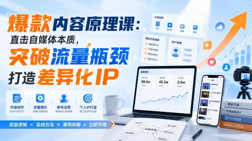 爆款内容原理课：直击自媒体本质，突破流量瓶颈打造差异化IP-造梦栈