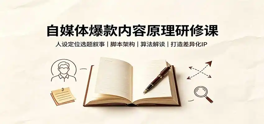 自媒体爆款内容原理研修课：人设定位选题叙事，脚本架构，算法解读打造差异化IP-造梦栈